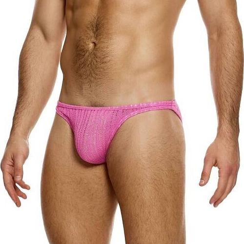 MODUS VIVENDI Bikini Brief Striped Crochet Low-Cut Briefs Pink 07413