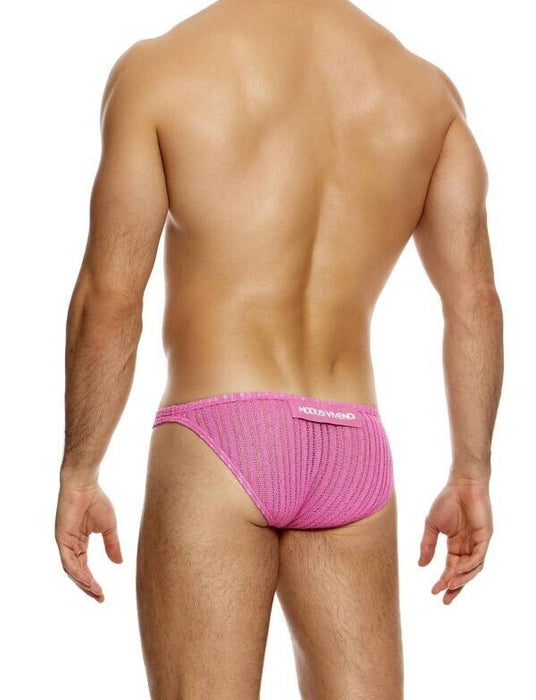 MODUS VIVENDI Bikini Brief Striped Crochet Low-Cut Briefs Pink 07413