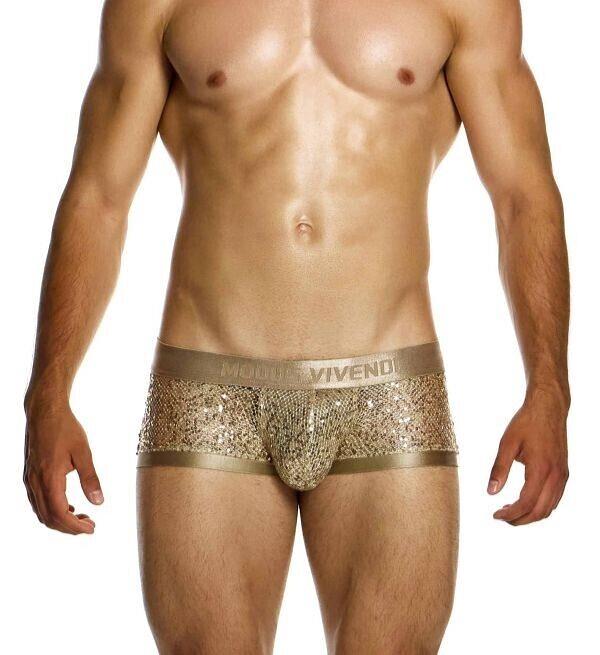 MODUS VIVENDI Harem Boxer Slim Fit Trunk Shiny Jacquards Sequins Gold 19421