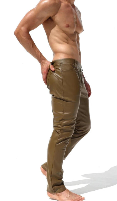 RUFSKIN Slim-Fit Straight-Leg Pants BRUNO Premium Leatherette Pant in Olive