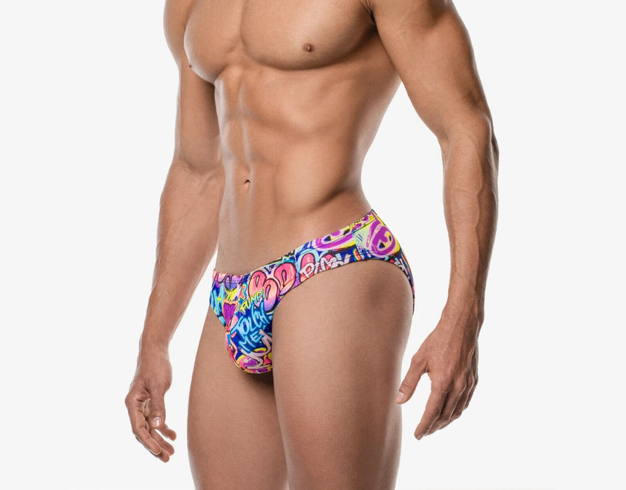 PUMP! Swim Briefs Drip Water Cheeky Graffiti Print Swimwear  13019 18