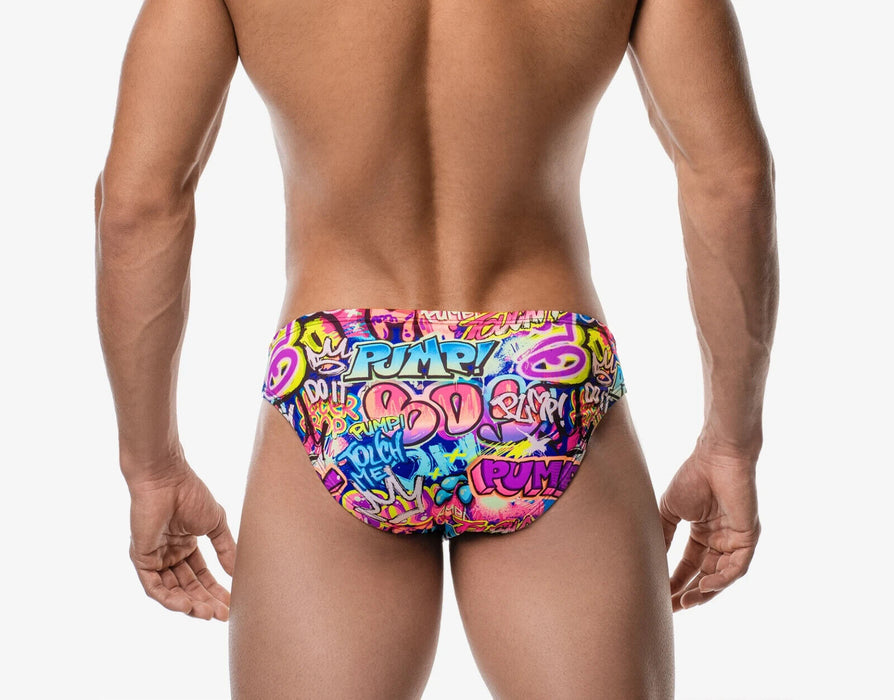 PUMP! Swim Briefs Drip Water Cheeky Graffiti Print Swimwear  13019 18