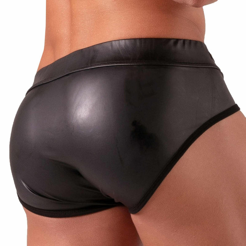 Absolu Male by TOF Bond'Ge* Lacing Briefs Adjustable Chic Faux-Leather Black 2