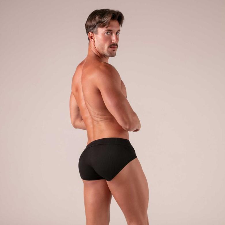 Absolu Male By TOF Laced Briefs Adjustable Soft Ribbed Cotton Black 3