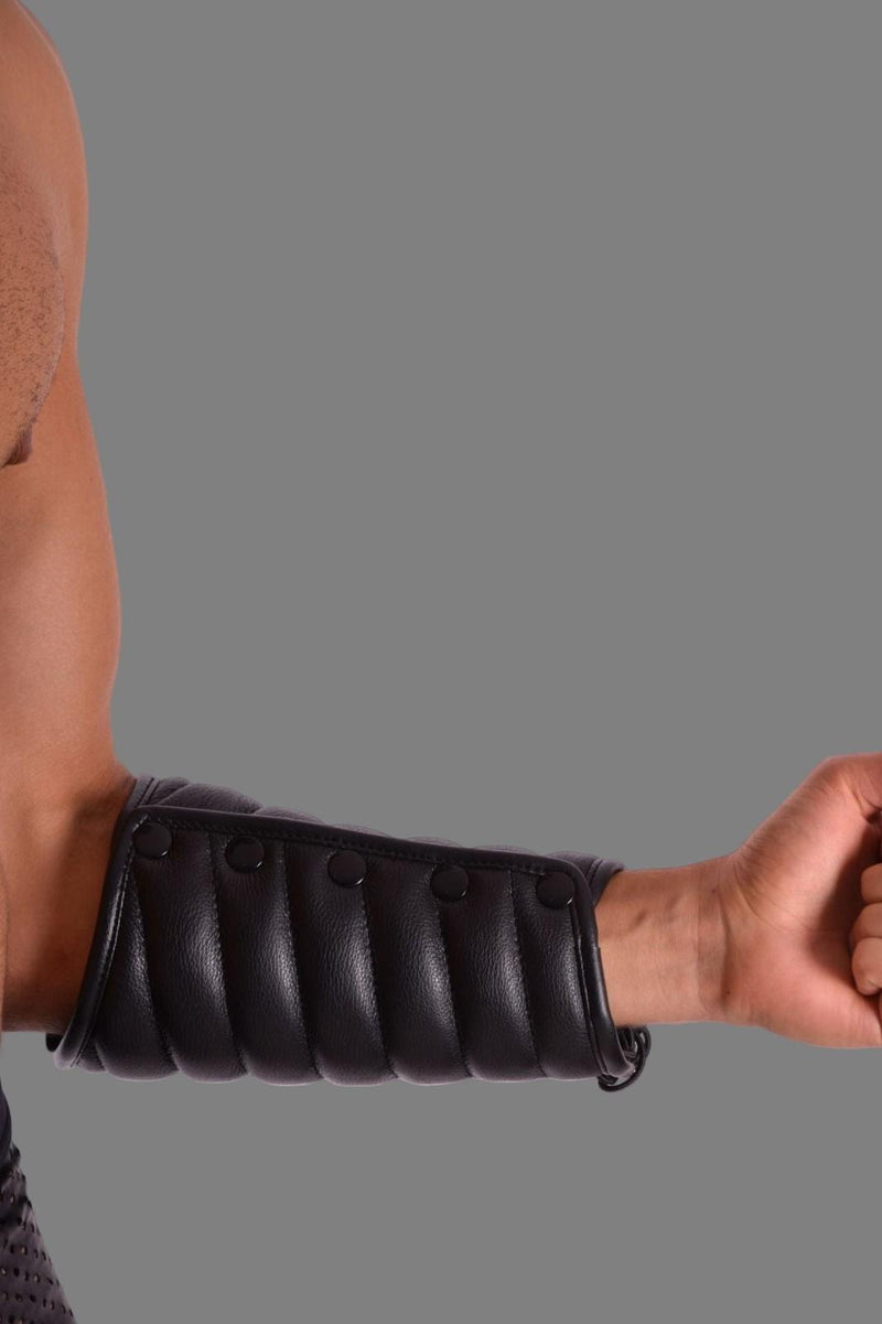 SMU Forearm Pairs Gauntlet Leather Handmade Aviator Laced Guard Wallet Black