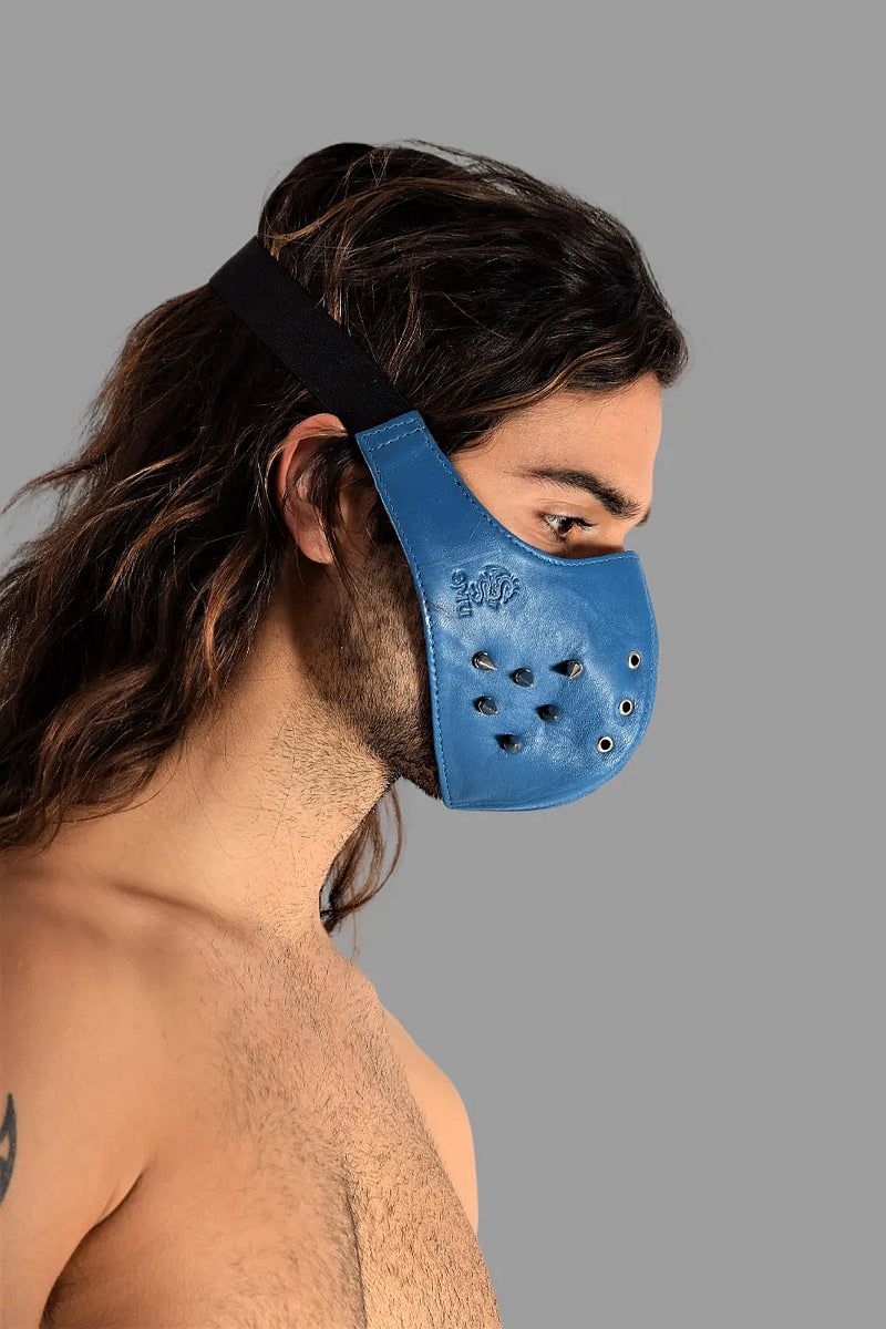 SMU Unisex Canadian Leather Studded Punk Mask in Royal O/S 1051 4