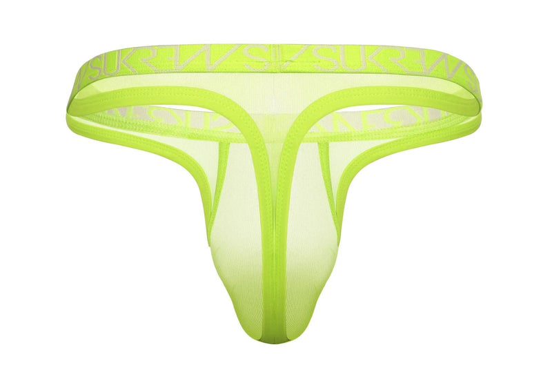 SUKREW Mesh Super Low-Rise Thong Unlined Stretch in Sheer Acid Yellow 43