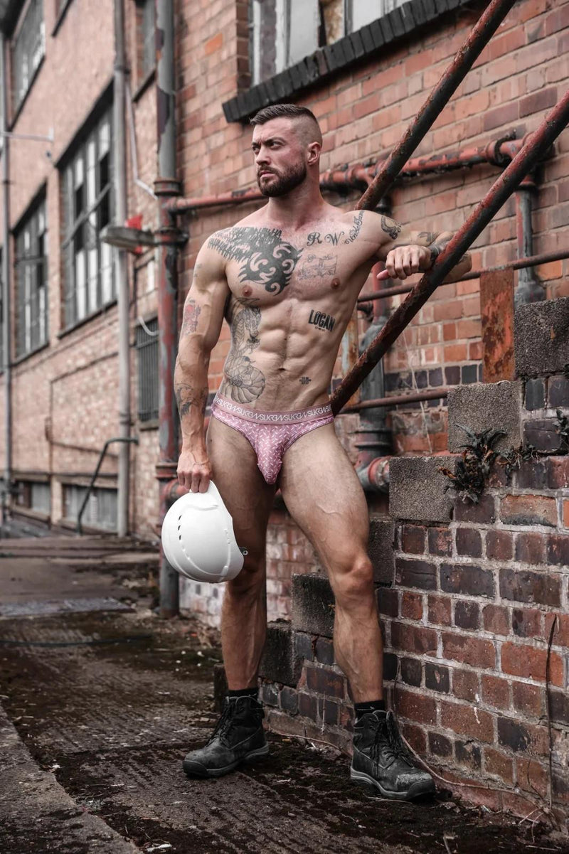 SUKREW Unlined Stretch Classic Thong With Large Contour Pouch in Diamond Pink 30