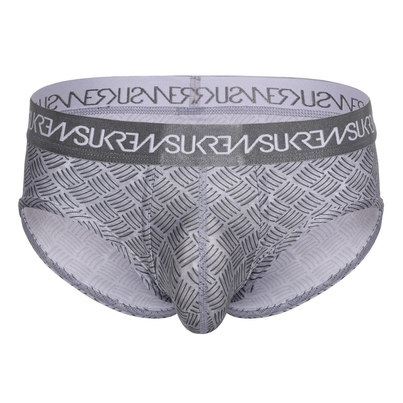 SUKREW Unlined Stretch Apex Brief With Rounded Cupping Pouch in Checker Gray 30