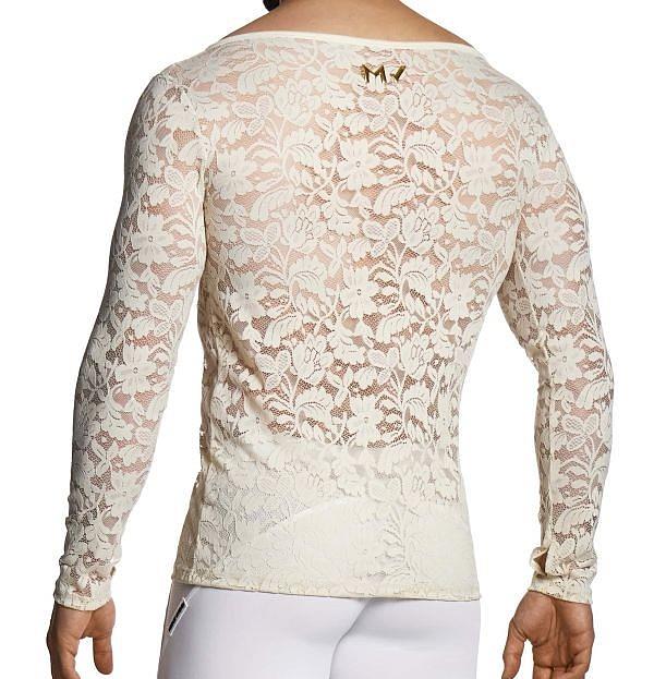 Modus Vivendi Floral Lace Longsleeves Shirt Sheer Knitted Ivory 04151 B102