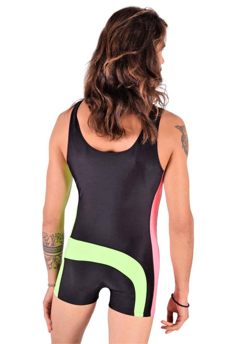 SMU Singlet Bodysuit Fashion Short Black Pink 2C