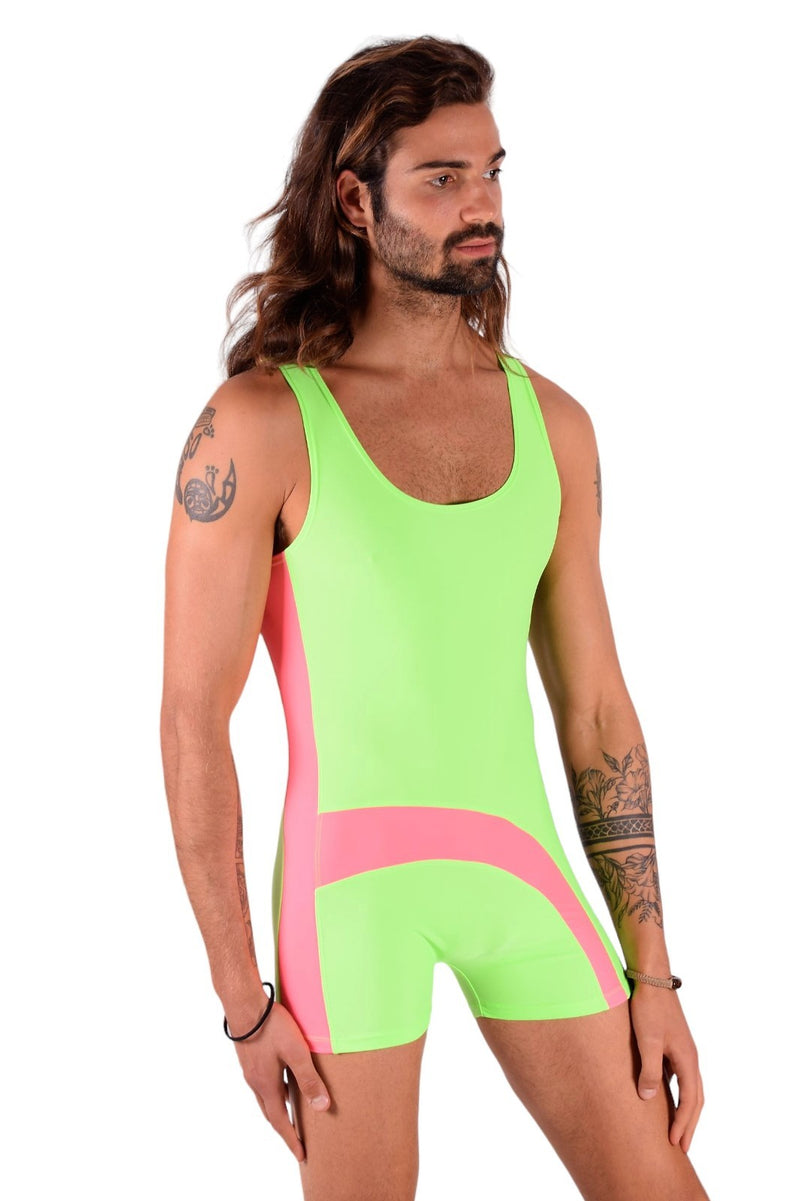 SMU Singlet Bodysuit Fashion Short Lime Pink 2C