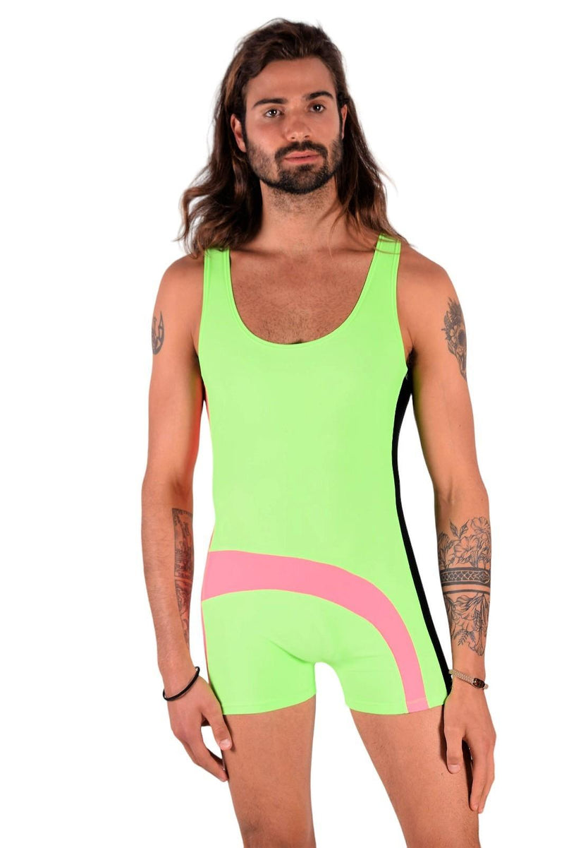 SMU Singlet Bodysuit Fashion Short Lime Pink 2C