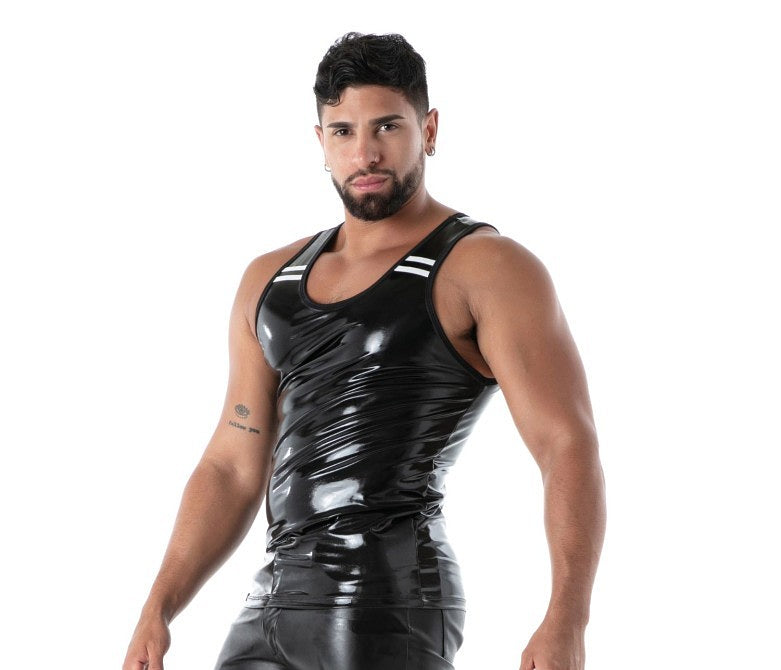 TOF PARIS Tank Top 100% Latex Second-Skin Sleeveless Black Datex T1