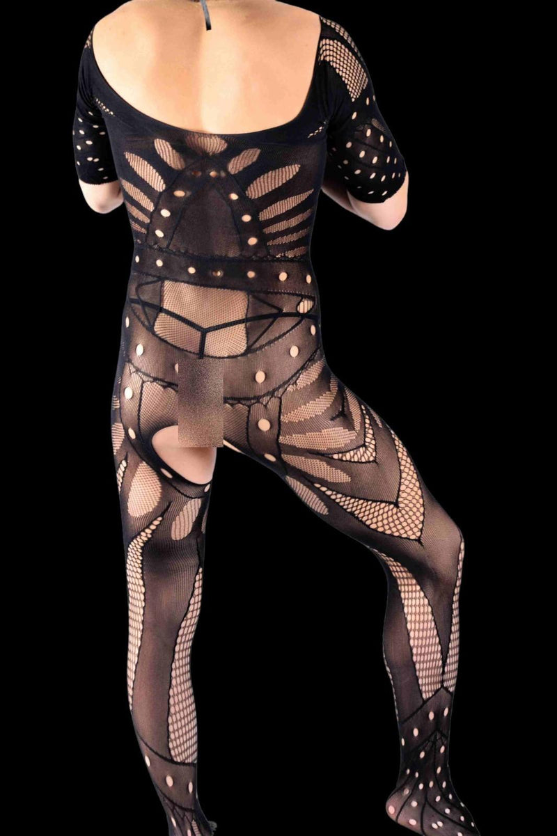 One Size Singlet SMU Mesh Mens Bodysuit Black 8812 MX21