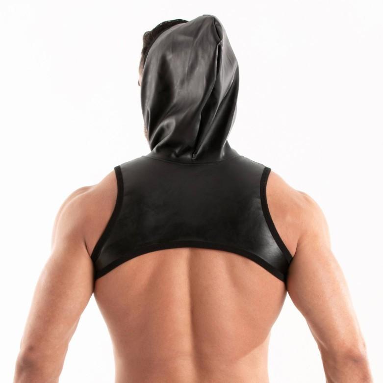 TOF PARIS Kinky Hoodie Harness Front Zip Pocket Sleeveless Black 3