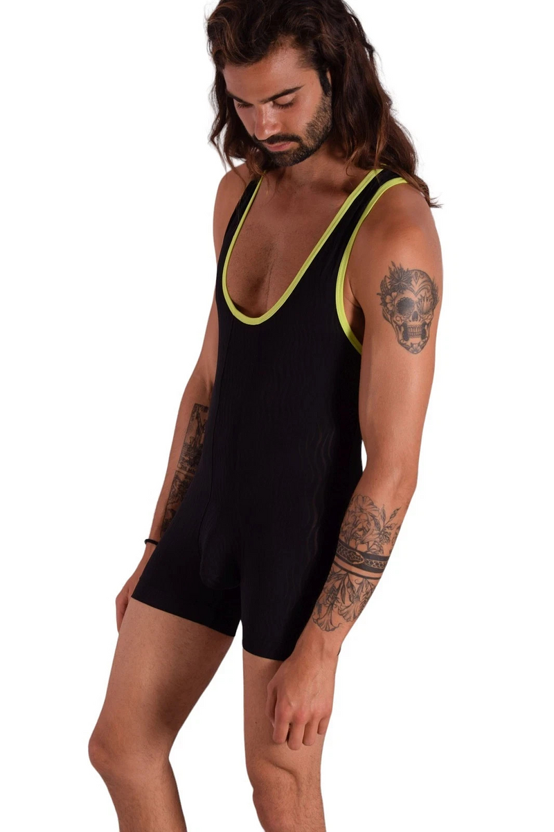Fankazi Bodysuit Fashion Sheer Singlet Black F2001 14