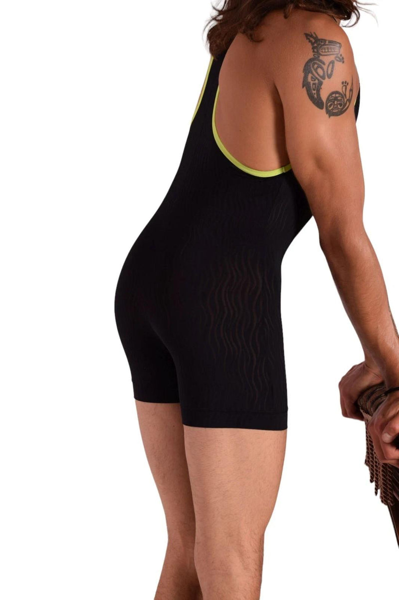 Fankazi Bodysuit Fashion Sheer Singlet Black F2001 14