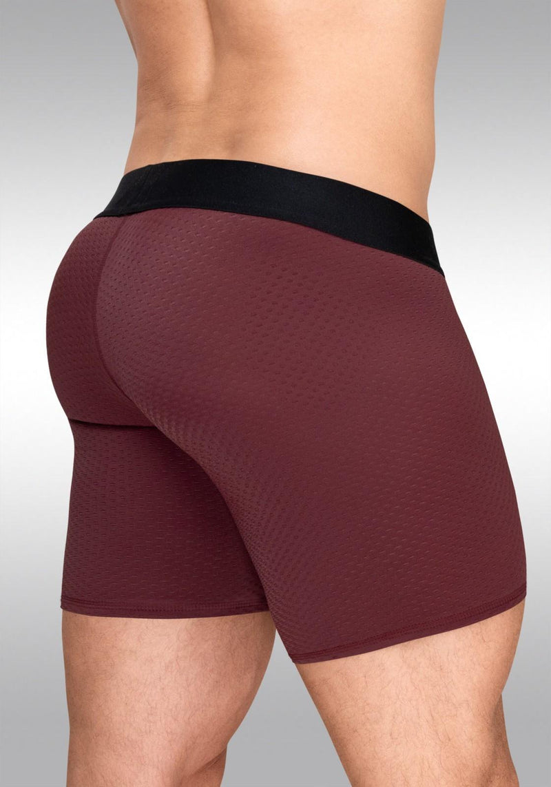 ErgoWear Boxer Briefs Mid-Cut MAX Flow Stretchy  Long Boxer Burgundy 1796 46
