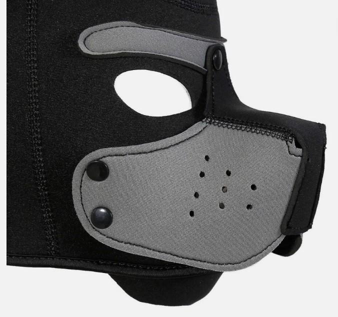 Andrew Christian Puppy Hood Trophy Boy Stretchy Neoprene Mask Grey/Black