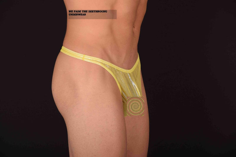 Small SMU Splash Sheer Yellow Thong 28/32 Inch waist MX22 110121