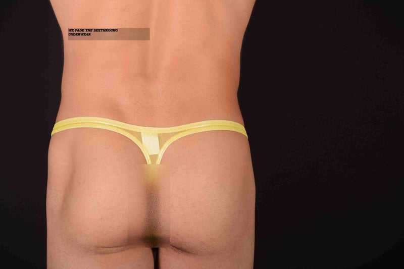 Small SMU Splash Sheer Yellow Thong 28/32 Inch waist MX22 110121