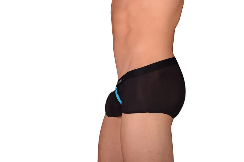 Small Gregg Homme Fake-It Enhancer Mesh Hipster Boxer Black Aqua 122005 C22 3031