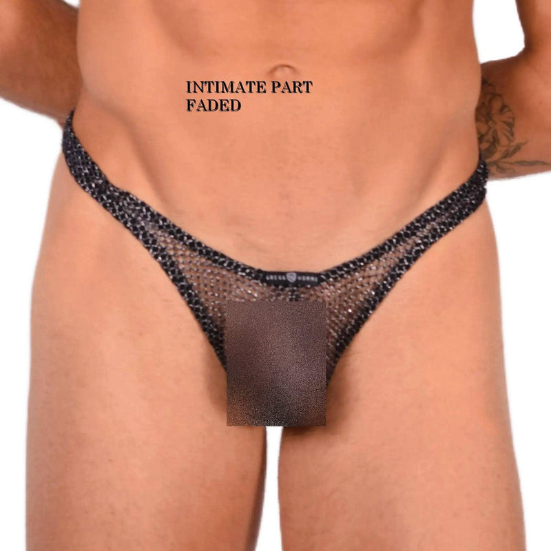 Small Gregg Homme Mesh Silver Thong MX22 100125