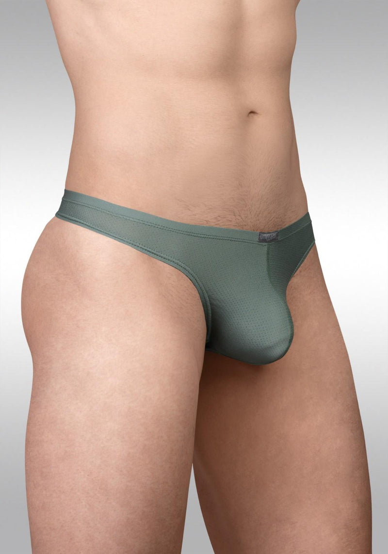 ErgoWear Thong X4D SE 3D Pouch Micro-Mesh Thongs in Olive Green 1801 142