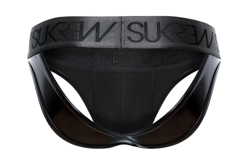 SUKREW V-Brief With Open Back Jock Combo Wet Look in Fetish Black 37