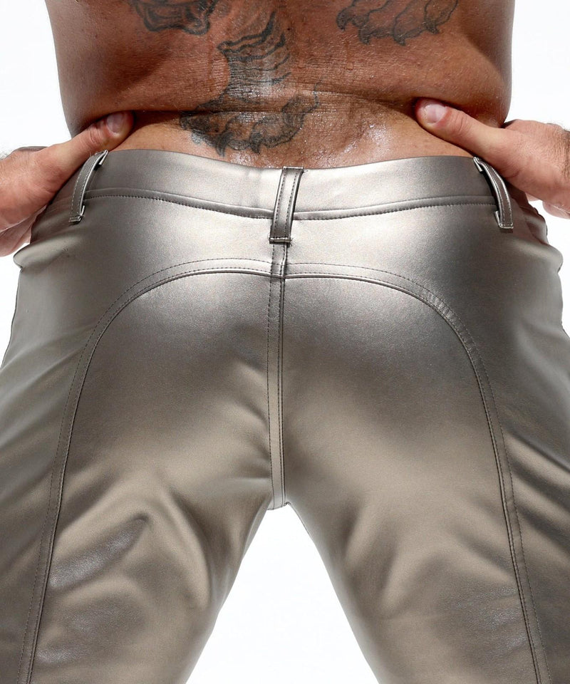RUFSKIN Flare-Leg Pants RIG High Shine Top Stretch Leatherette Lithium Silver 10