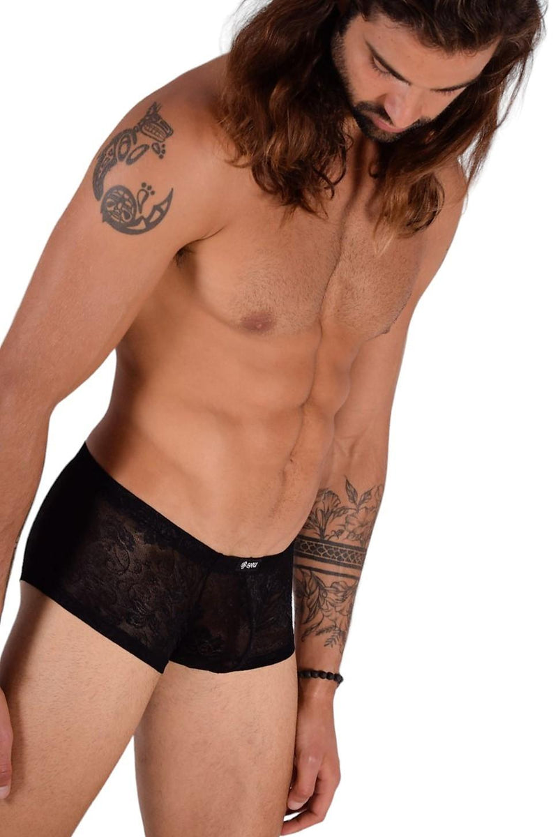 SMU Boxer Aristocrat Lace Sheer Mini Hipster Black 100705 H53