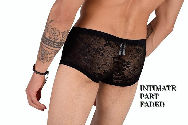 SMU Boxer Aristocrat Lace Sheer Mini Hipster Black 100705 H53