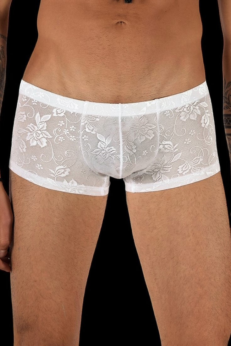 SMU Boxer Aristocrat Lace Mini Hipster Sheer White 100705 H53