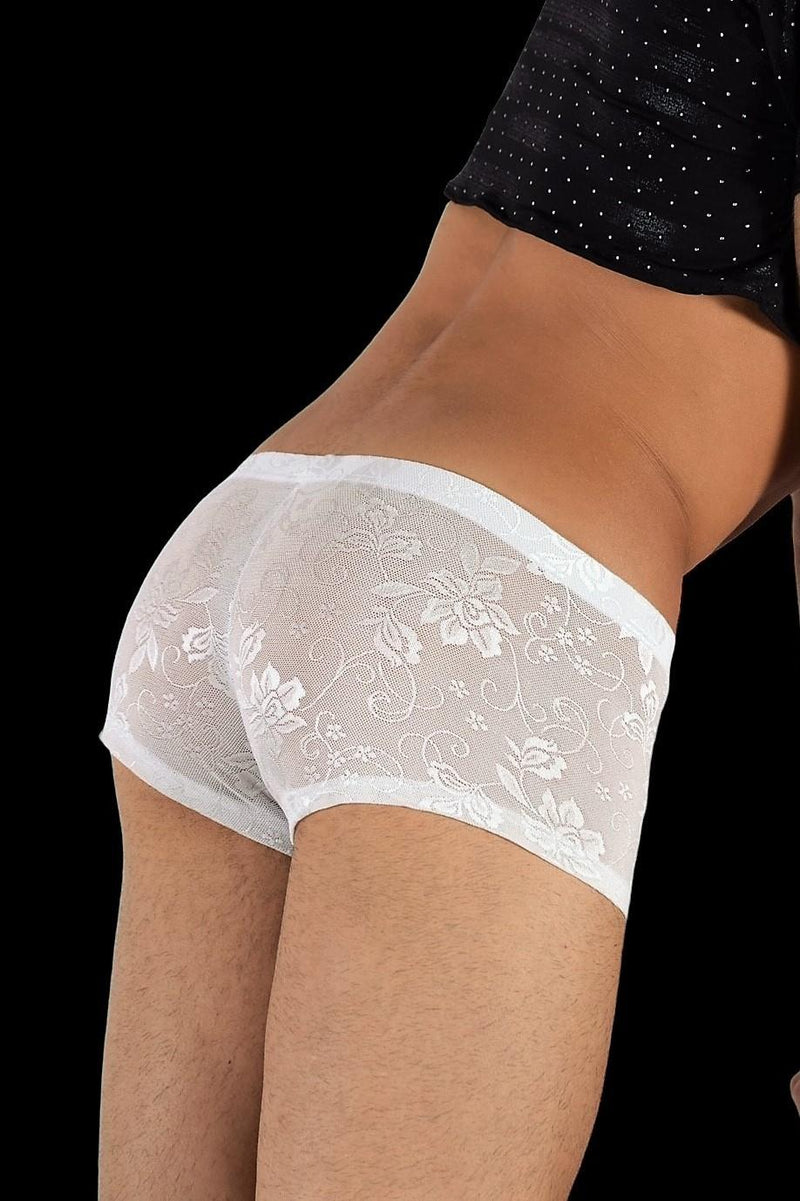 SMU Boxer Aristocrat Lace Mini Hipster Sheer White 100705 H53