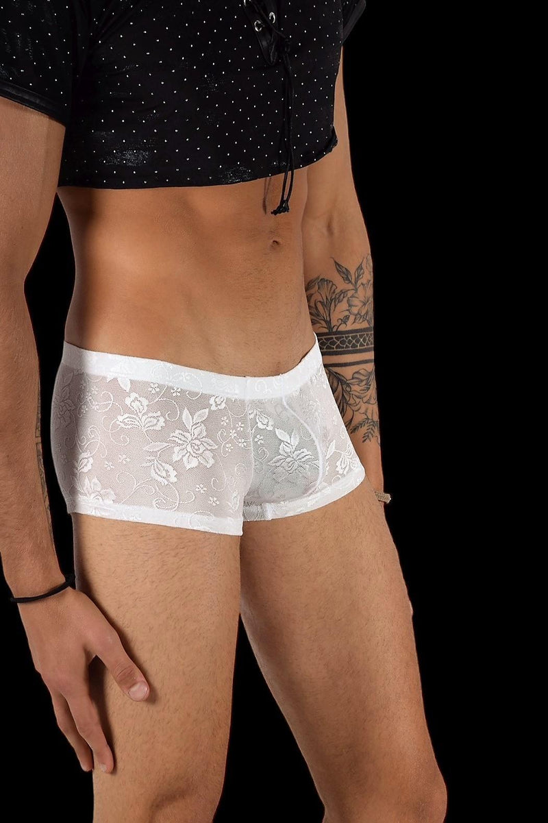 SMU Boxer Aristocrat Lace Mini Hipster Sheer White 100705 H53