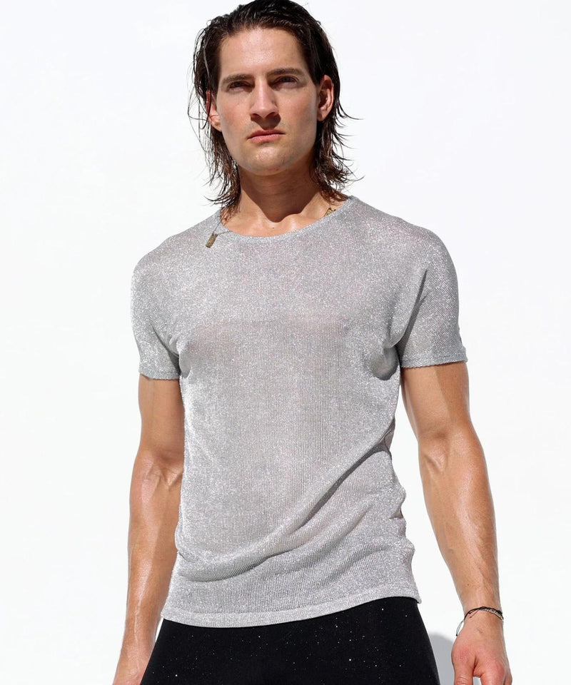 RUFSKIN Short-Sleeve Shirt HENRI Crew Neck Kimono Cut T-Shirt Silver 78
