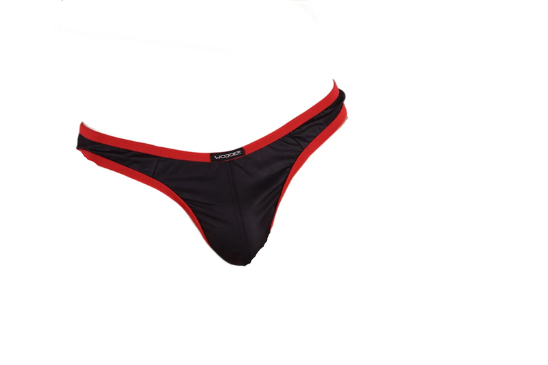XL WOJOER  Black and Red Leather-Look Thong 4