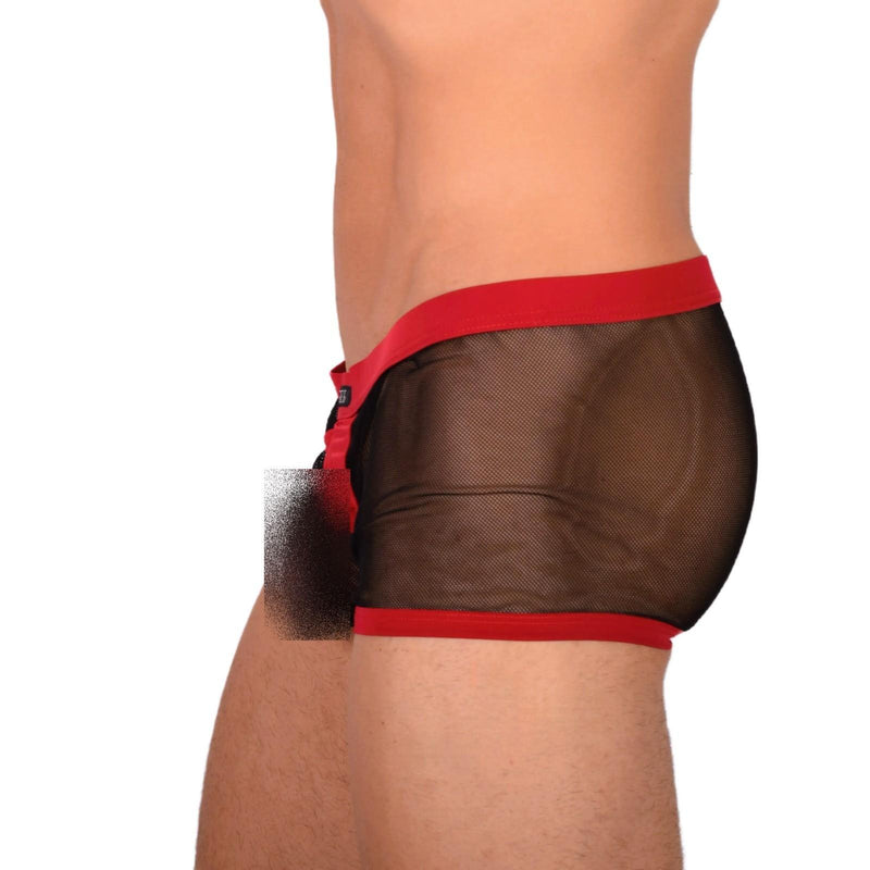 Large Gregg Homme Boxer See-Through Hipster Black Red D22 3056