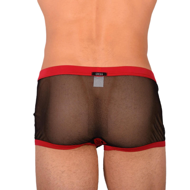 Large Gregg Homme Boxer See-Through Hipster Black Red D22 3056