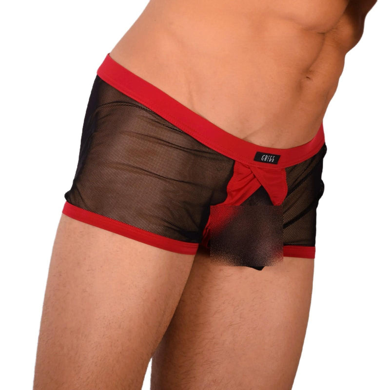 Large Gregg Homme Boxer See-Through Hipster Black Red D22 3056