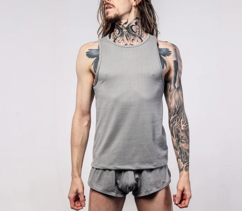 SUKREW Sleeveless Tank Top With Rounded Neck Vest in Studio Grey 21