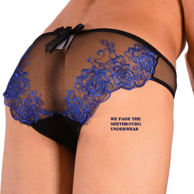 XS SMU Aristocrat C-Thru Lace Brief Black/Blue 33606 MX14
