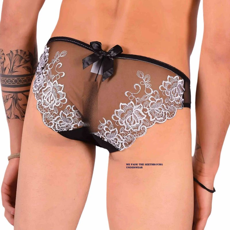 XS SMU Aristocrat C-Thru Lace Brief Black/Silver 33605 MX14