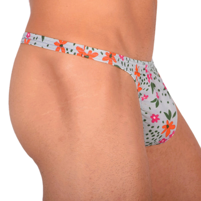 S SMU Sensual Floral Explosion Blue Thong 33686 MX15