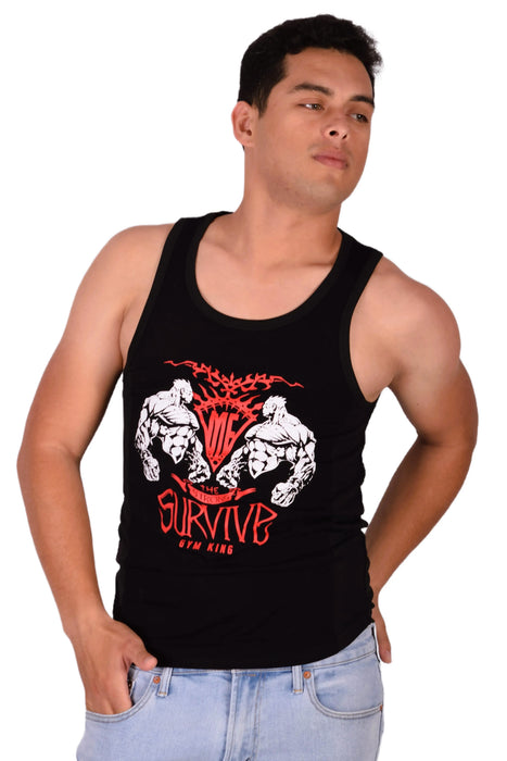 MEDIUM SMU Gym King Tank top Black and Red 33738 MX16