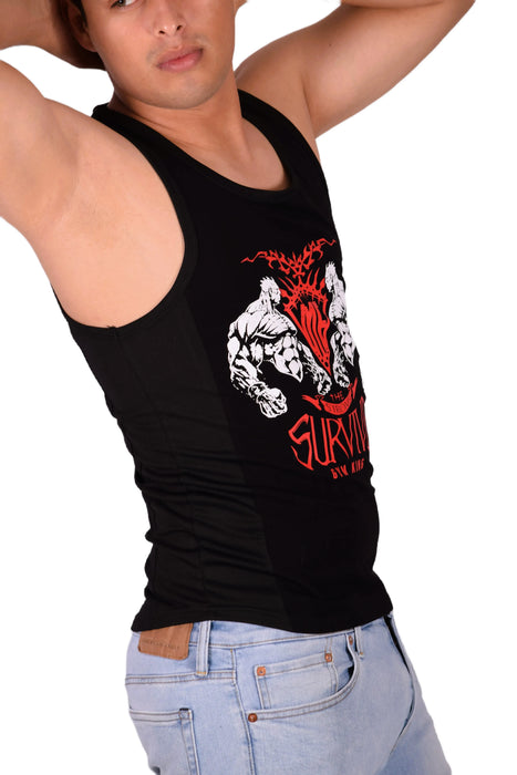 MEDIUM SMU Gym King Tank top Black and Red 33738 MX16