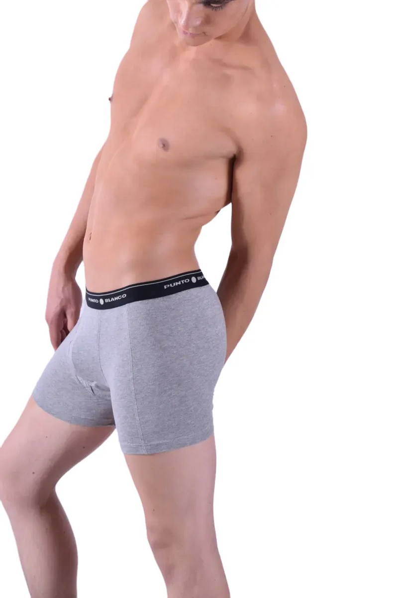 Punto Blanco Boxer Anatomic Cotton Open Fly Gray Black Band 3393 24
