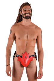 SMU Red Maple Leaf Leather Adjustable Jockstrap O/S 30'' To 38'' CH11