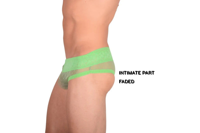 SMU Feminine Mini Brief See-Through Lace Fabric Lime 65021 33